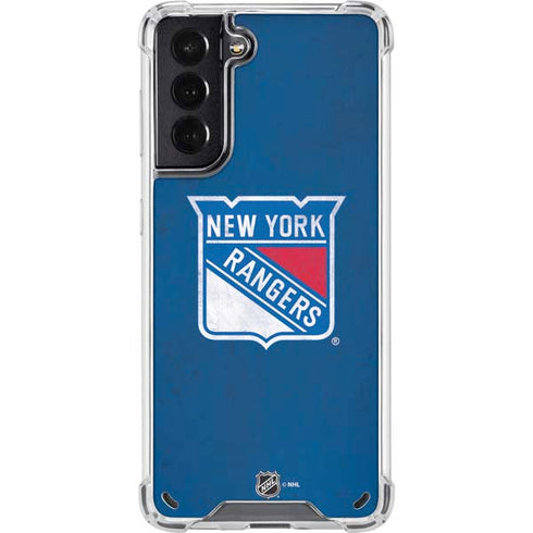 NHL New York Rangers Distressed Galaxy S21 5G Clear Case