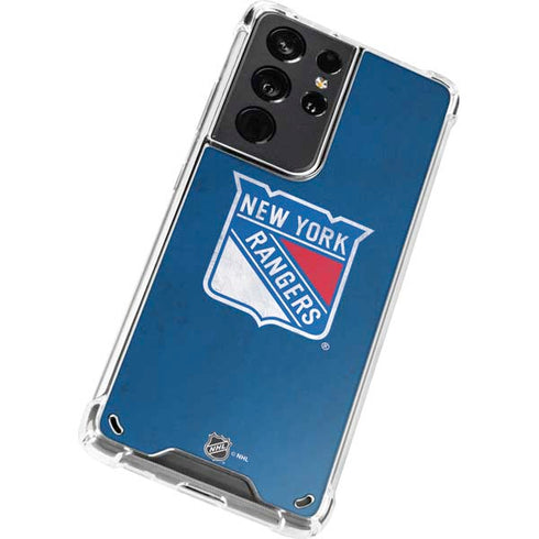 NHL New York Rangers Distressed Galaxy S21 Ultra 5G Clear Case