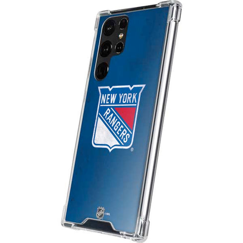 NHL New York Rangers Distressed Galaxy S22 Ultra Clear Case