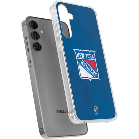 NHL New York Rangers Distressed Galaxy S24 Plus Clear Case