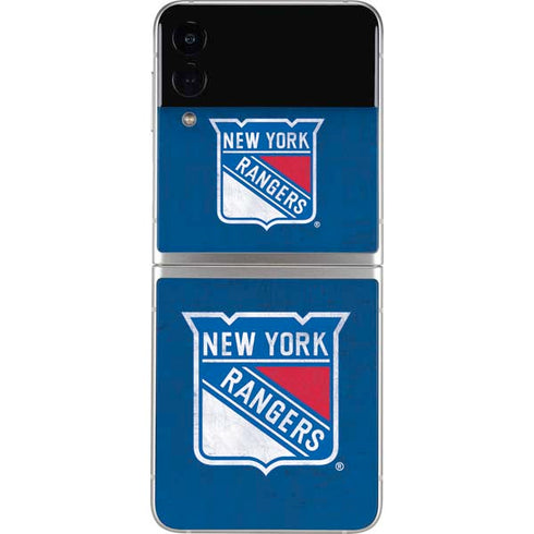 NHL New York Rangers Distressed Galaxy Z Flip3 5G Skin