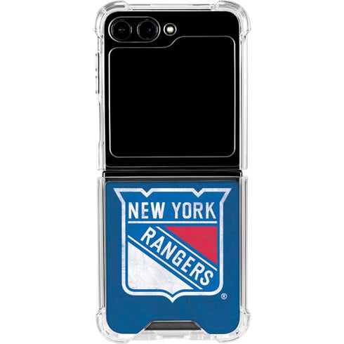 NHL New York Rangers Distressed Galaxy Z Flip5 5G Clear Case