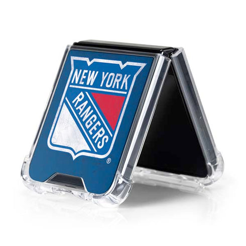 NHL New York Rangers Distressed Galaxy Z Flip5 5G Clear Case