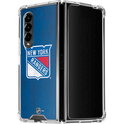NHL New York Rangers Distressed Galaxy Z Fold4 5G Clear Case