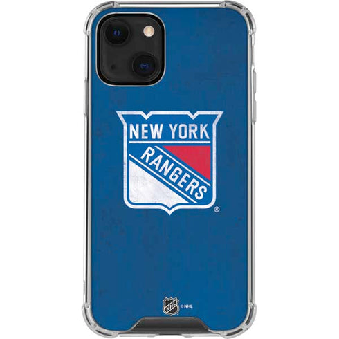 NHL New York Rangers Distressed iPhone 13 Mini Clear Case