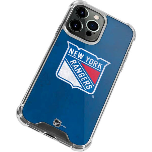 NHL New York Rangers Distressed iPhone 13 Pro Clear Case