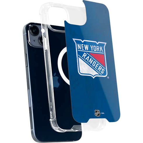 NHL New York Rangers Distressed iPhone 15 Plus MagSafe Case