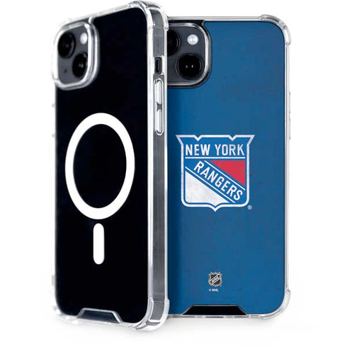 NHL New York Rangers Distressed iPhone 15 Plus MagSafe Case