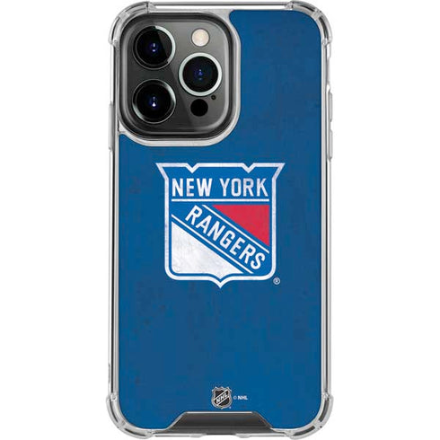 NHL New York Rangers Distressed iPhone 14 Pro Clear Case