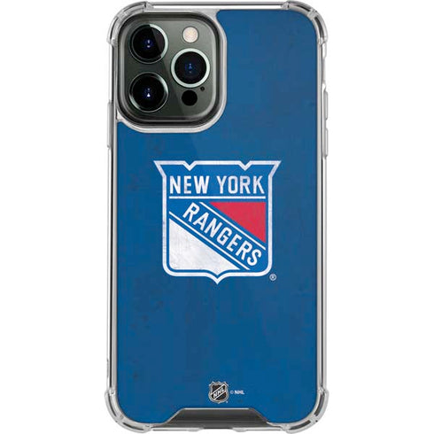 NHL New York Rangers Distressed iPhone 14 Pro Max Clear Case