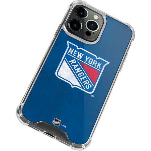 NHL New York Rangers Distressed iPhone 14 Pro Max Clear Case