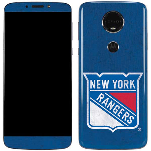 NHL New York Rangers Distressed Moto E5 Plus Skin