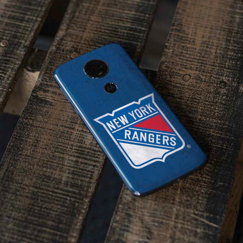 NHL New York Rangers Distressed Moto E5 Plus Skin