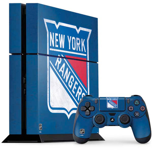 NHL New York Rangers Distressed PS4 Console and Controller Bundle Skin