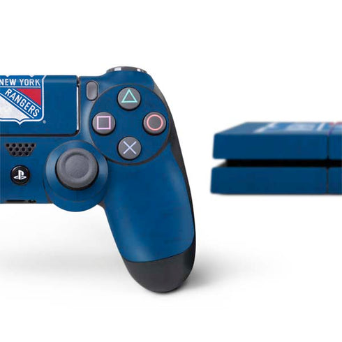 NHL New York Rangers Distressed PS4 Console and Controller Bundle Skin