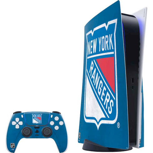 NHL New York Rangers Distressed PS5 Bundle Skin