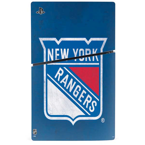 NHL New York Rangers Distressed PS5 Slim Digital Edition Bundle Skin