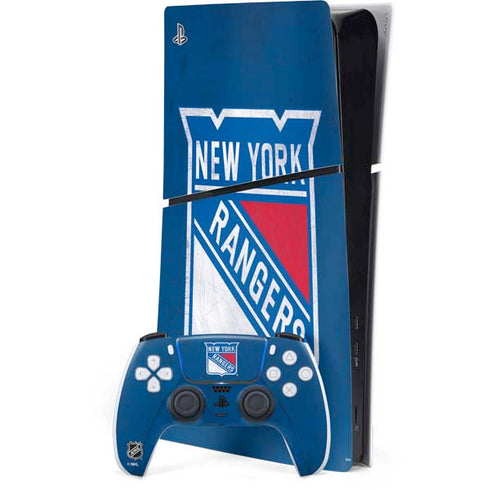 NHL New York Rangers Distressed PS5 Slim Digital Edition Console Skin