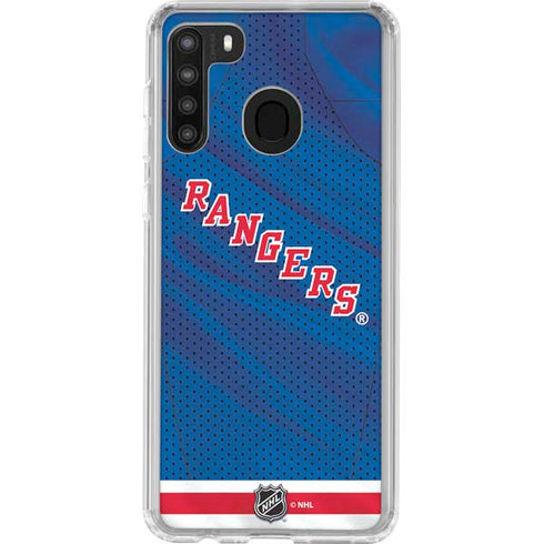 NHL New York Rangers Home Jersey Galaxy A21 Clear Case