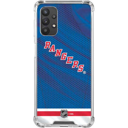 NHL New York Rangers Home Jersey Galaxy A32 5G Clear Case