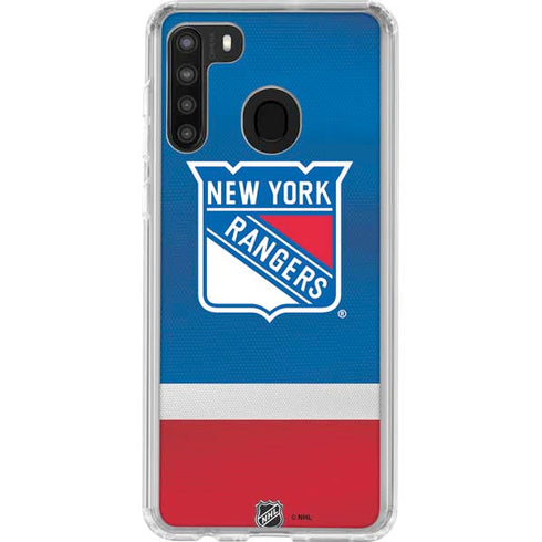 NHL New York Rangers Jersey Galaxy A21 Clear Case