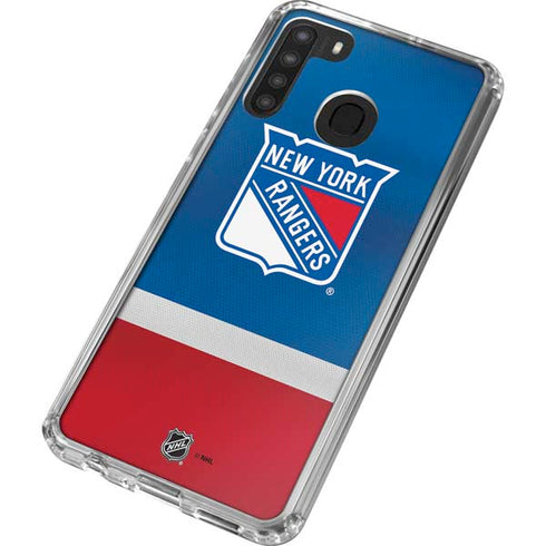 NHL New York Rangers Jersey Galaxy A21 Clear Case