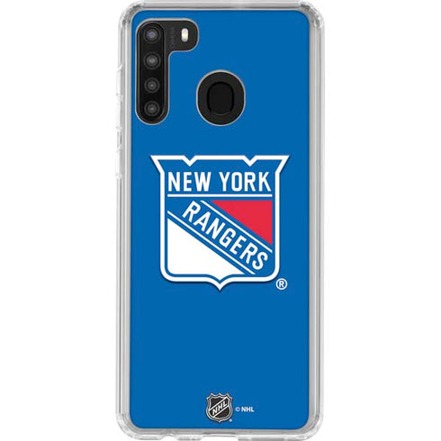 NHL New York Rangers Solid Background Galaxy A21 Clear Case