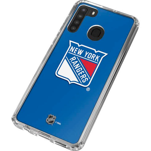 NHL New York Rangers Solid Background Galaxy A21 Clear Case