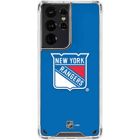 NHL New York Rangers Solid Background Galaxy S21 Ultra 5G Clear Case