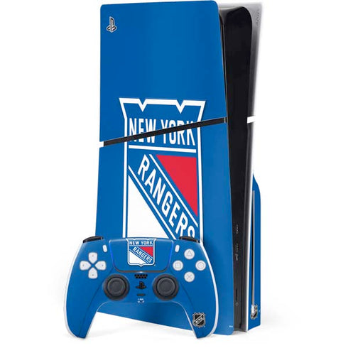 NHL New York Rangers Solid Background PS5 Slim Disk Bundle Skin