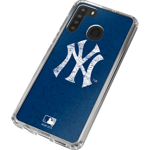 MLB New York Yankees - Solid Distressed Galaxy A21 Clear Case
