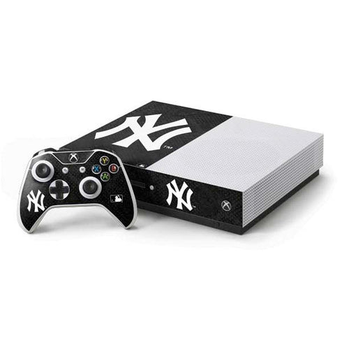 MLB New York Yankees Dark Wash Xbox One S Console and Controller Bundle Skin
