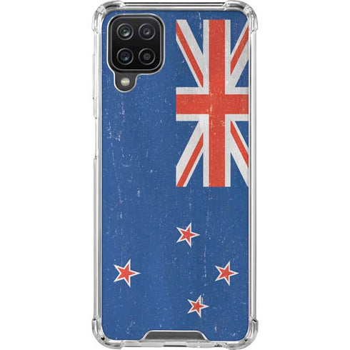 New Zealand Flag Distressed Galaxy A12 Clear Case