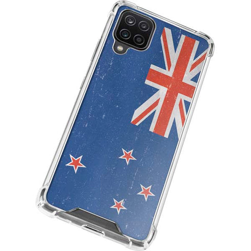 New Zealand Flag Distressed Galaxy A12 Clear Case