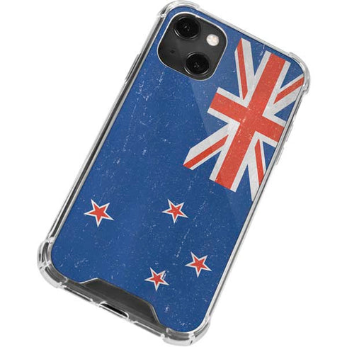 New Zealand Flag Distressed iPhone 14 Plus Clear Case