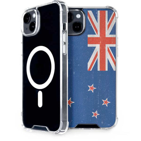 New Zealand Flag Distressed iPhone 15 Plus MagSafe Case