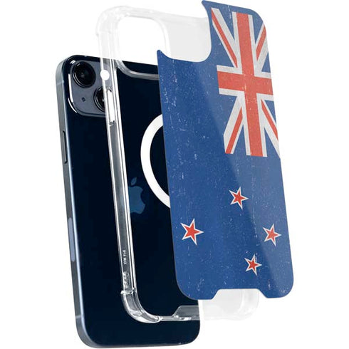 New Zealand Flag Distressed iPhone 15 Plus MagSafe Case