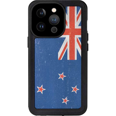 New Zealand Flag Distressed iPhone 14 Pro Waterproof Case