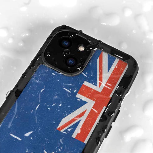 New Zealand Flag Distressed iPhone 15 Plus Waterproof Case