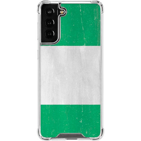 Nigeria Flag Distressed Galaxy S21 FE Clear Case
