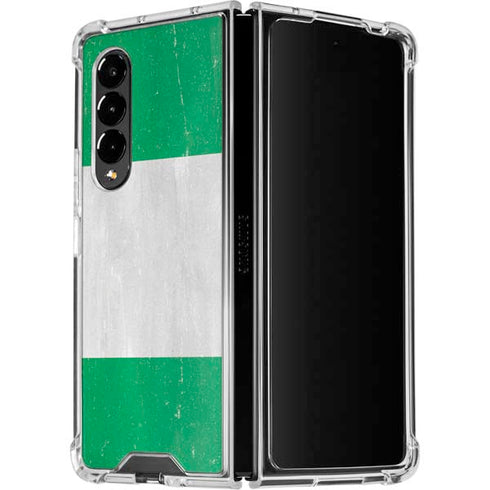 Nigeria Flag Distressed Galaxy Z Fold4 5G Clear Case