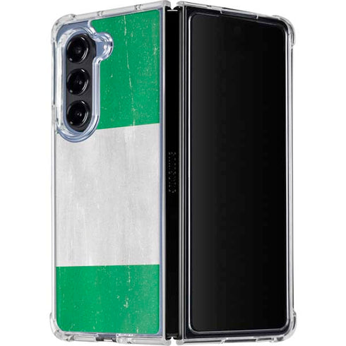 Nigeria Flag Distressed Galaxy Z Fold5 5G Clear Case