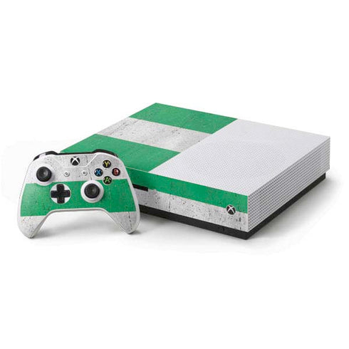 Nigeria Flag Distressed Xbox One S Console and Controller Bundle Skin