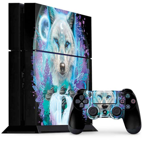 Night Wolf by Sheena Pike PS4 Console and Controller Bundle Skin