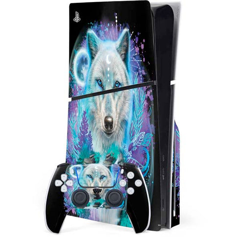 Night Wolf by Sheena Pike PS5 Slim Disk Bundle Skin