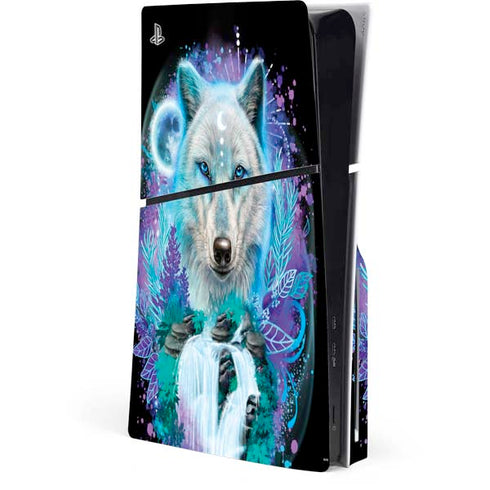 Night Wolf by Sheena Pike PS5 Slim Disk Console Skin