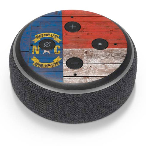 North Carolina Flag Dark Wood Amazon Echo Dot Skin