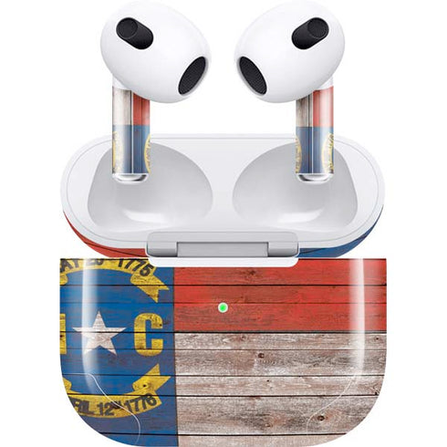 North Carolina Flag Dark Wood Apple AirPods (3rd Gen 2021) Skin