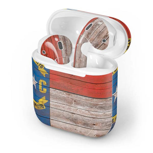 North Carolina Flag Dark Wood Apple AirPods Skin