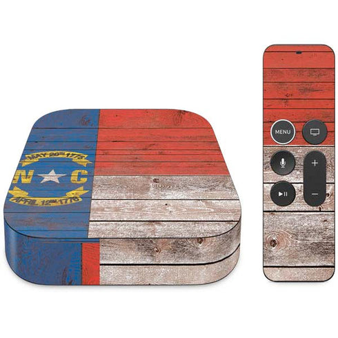 North Carolina Flag Dark Wood Apple TV Skin